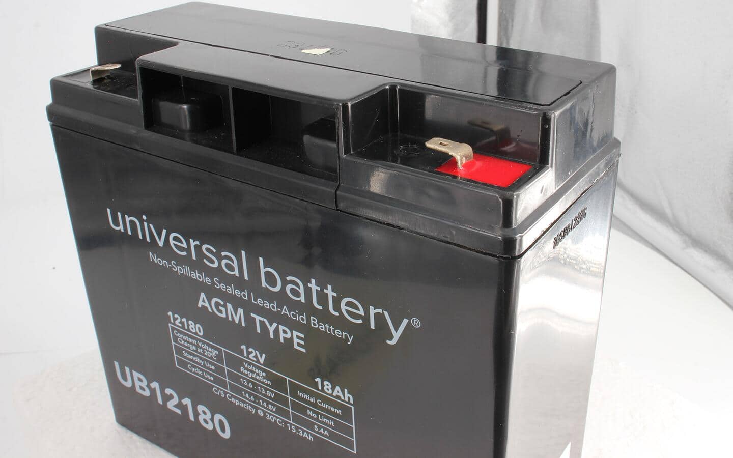 A sealed lead-acid automotive battery.