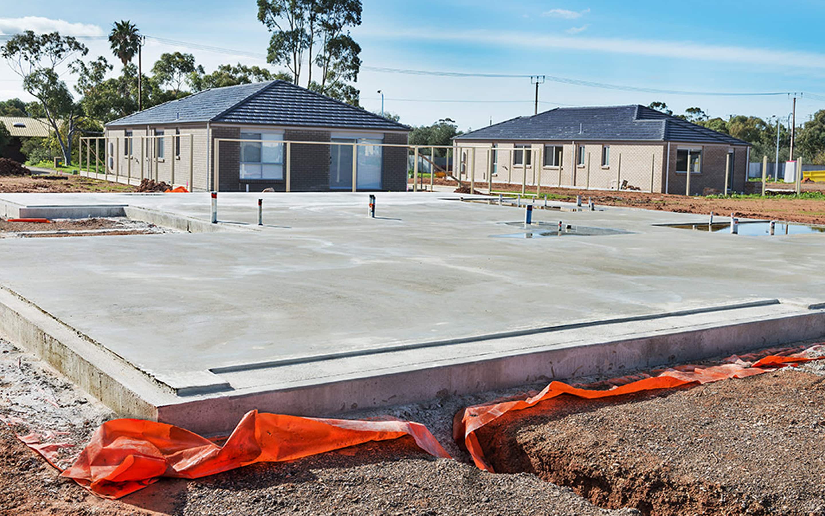 A concrete slab for a basement. A concrete slab for a basement.