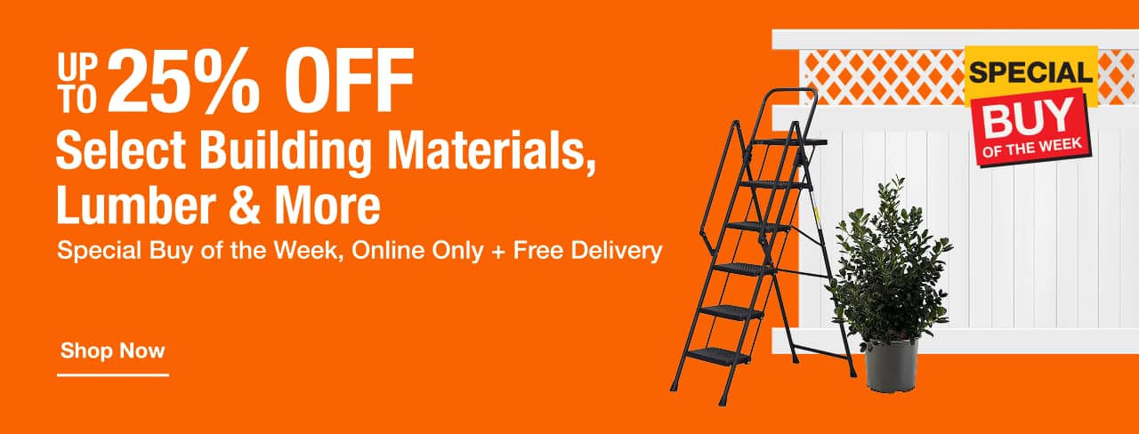 UP TO 25% OFF Select Building Materials, Lumber & More Special Buy of the Week, Online Only + Free Delivery