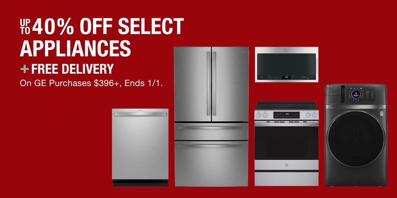 UP TO 40% OFF Select Appliances + Free Delivery On GE Purchases $396+, Ends 1/1.