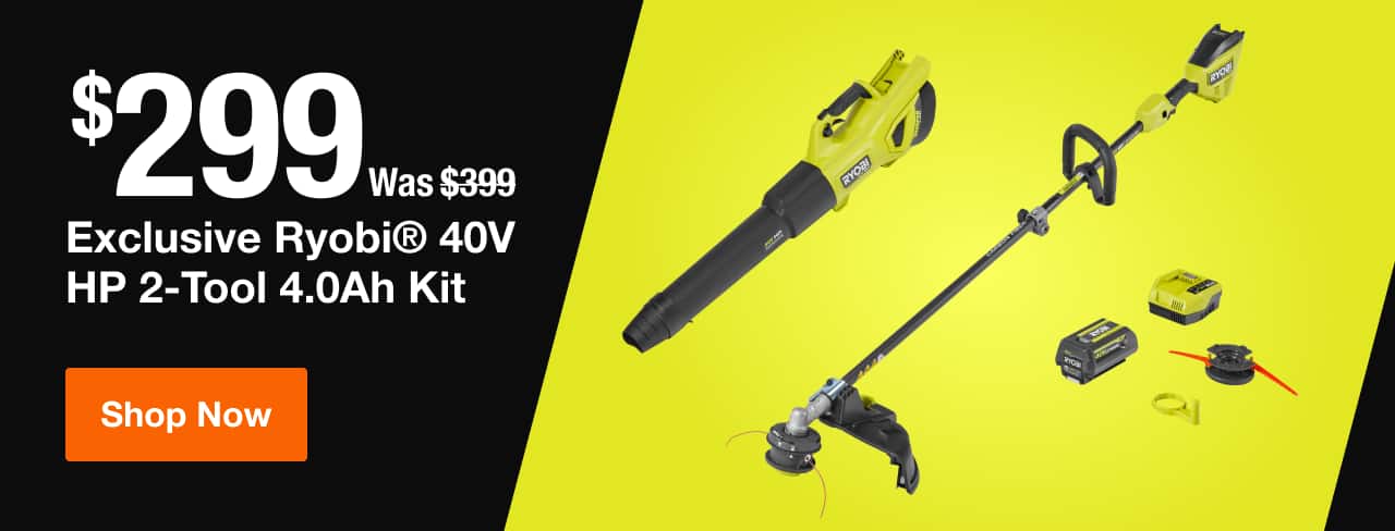 $299 Exclusive Ryobi® 40V HP 2-Tool 4.0Ah Kit. Was $399